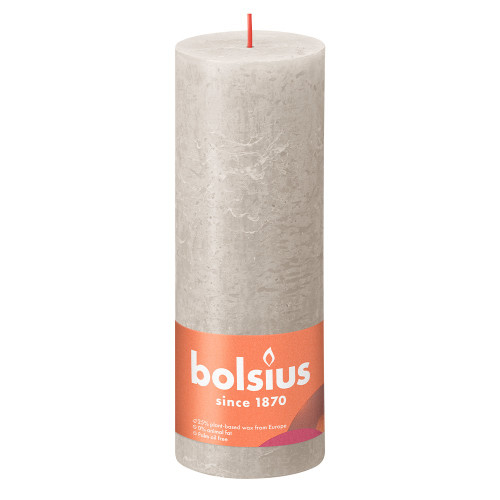 Bolsius Rustic Shine Pillar Candle 190 x 68- Sandy Grey