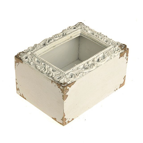 Ornate Wooden Rectangle Planter 15 cm