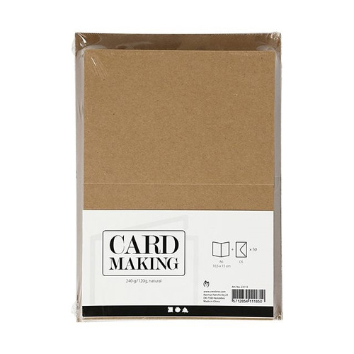 Cards and Envelopes Kraft Pack of 50 A6