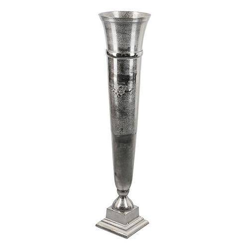 Aluminium Trumpet Vase Rough Silver 91 cm