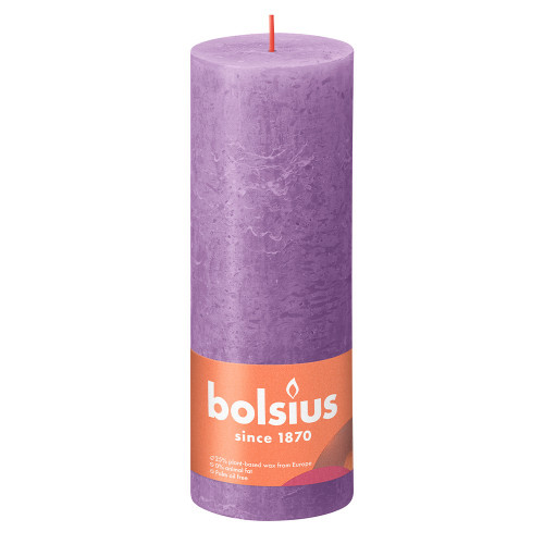 Bolsius Rustic Shine Pillar Candle 190 x 68- Vibrant Violet