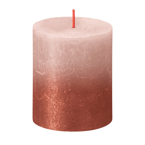 Bolsius Rustic Metallic Candle 80 x 68 - Faded Misty Pink Amber