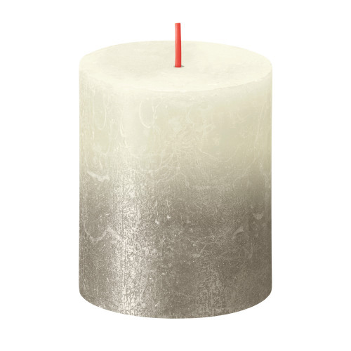 Bolsius Rustic Metallic Candle 80 x 68 - Faded Soft Pearl Champagne