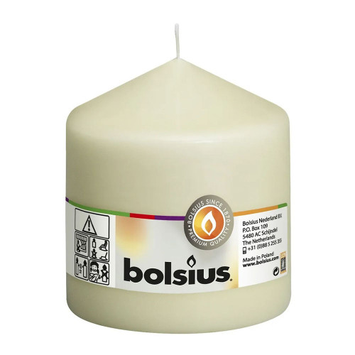 Bolsius Pillar candle Ivory, single in cello (100 mm x 98 mm)