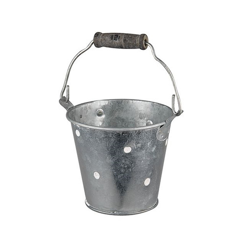Antique Zinc Bucket With Handle White Polka Dot 8cm
