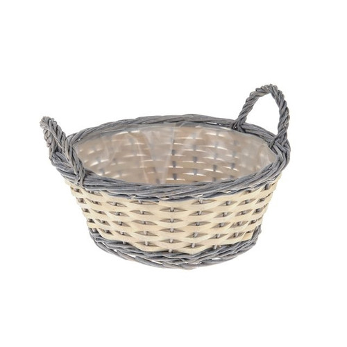 Round White Woven Basket 24 cm