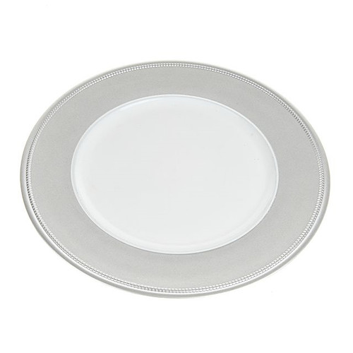 Charger Plate White & Silver 33 cm