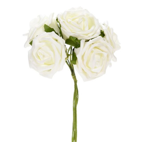 Cottage Rose Bunch Ivory 19 cm