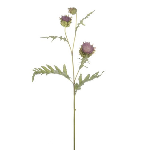 Artificial Thistle And Leaf Spray Purple