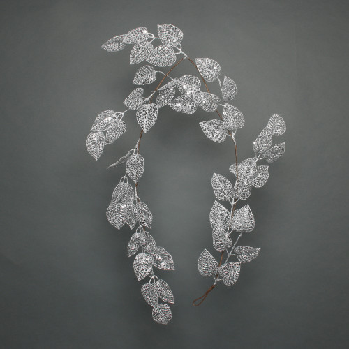 Glitter Leaf garland Silver 150cm