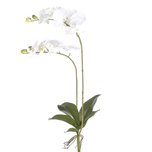 Artificial White Orchid Spray With Leaves