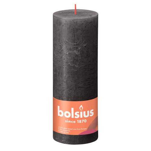 Bolsius Rustic Shine Pillar Candle 190 x 68- Stormy Grey