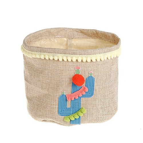 Tropical Cactus Fabric Pot Cover Plastic Lined Lg