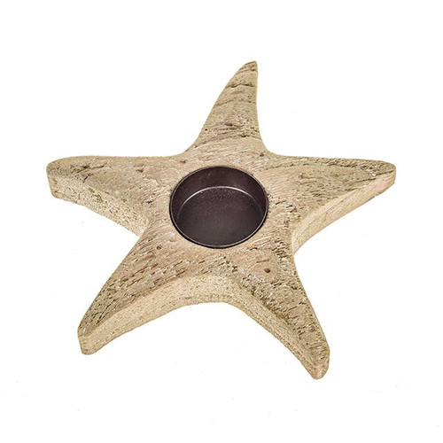 Ocean Wood Tealight Holder Star Natural