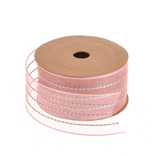 Woven Edge Organza Ribbon Pink 40 mm x 10 m