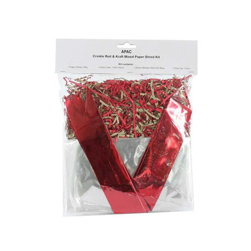 Red Kraft/Shred/Cello Hamper Kit from Country Baskets