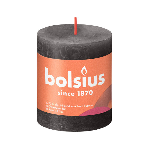 Bolsius Rustic Shine Pillar Candle 80 x 68 - Stormy Grey