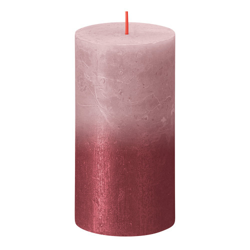 Bolsius Rustic Metallic Candle 130 x 68 - Faded Rose Red