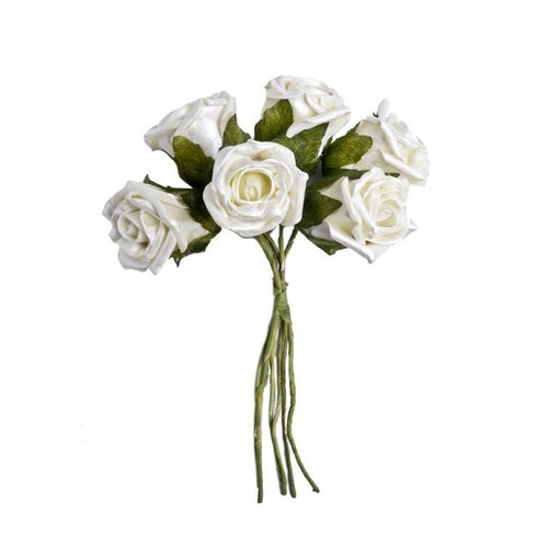 Cottage Rose Bunch Pearlised Ivory 19 cm