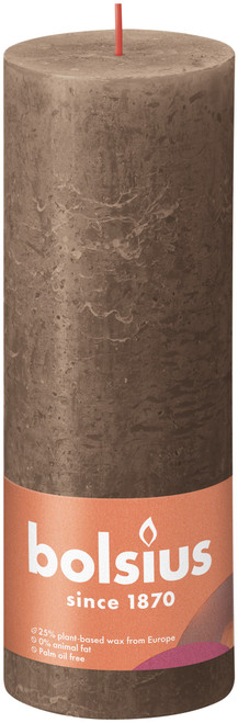 Bolsius Rustic Shine Pillar Candle 190 x 68 - Suede Brown