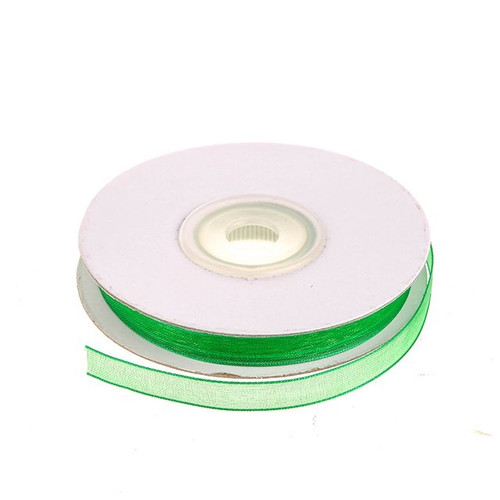 Woven Edge Organza Ribbon Green 6 mm x 20 m