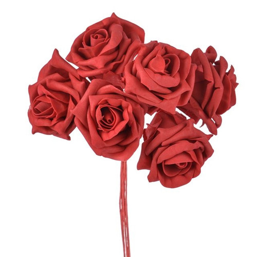 Foam Roses Red 17 cm Bunch of 6