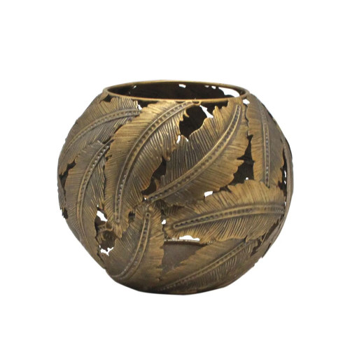 Tropical Leaf Round Candleholder (17cm) from Country Baskets