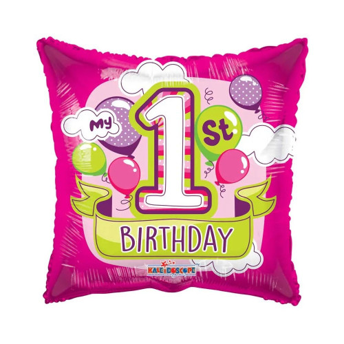 1st Birthday Girl Balloon - 18" Foil