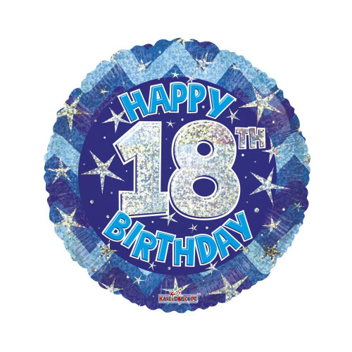 Blue Holographic Happy 18th Birthday Balloon - 18" Foil