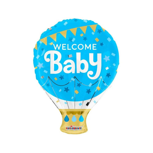 Welcome Baby Hot Air Balloon Blue - 18" Foil