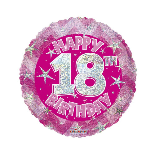Pink Holographic Happy 18th Birthday Balloon - 18" Foil