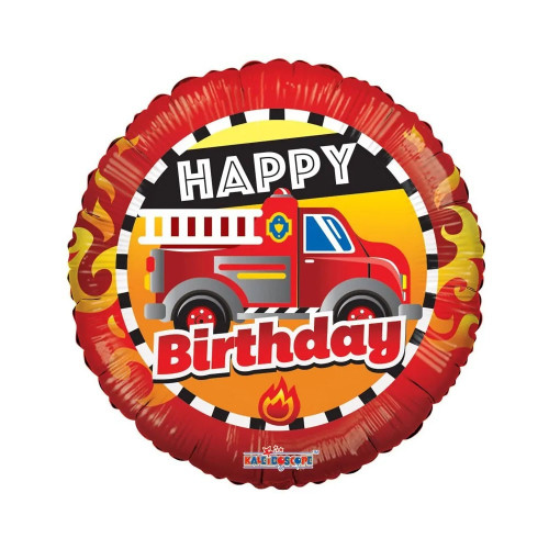 Fire Truck Happy Birthday Balloon - 18" Foil