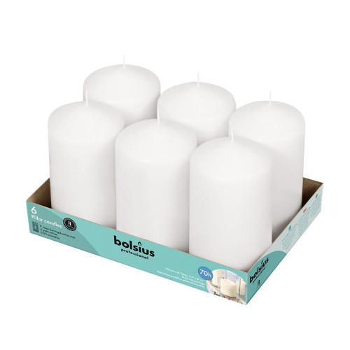 Pillar Candles 150/78mm Tray 6 - White