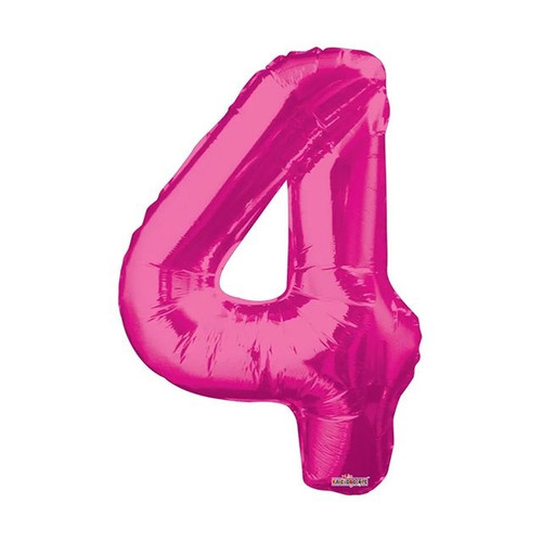 Pink Number 4 Balloon - 34" Foil