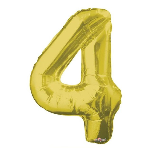 Gold Number 4 Balloon - 34" Foil