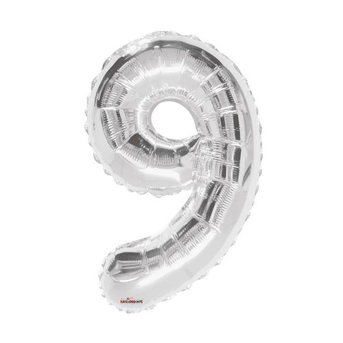 Silver Number 9 Balloon - 34" Foil