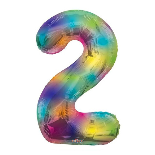 Rainbow Number 2 Balloon - 34" Foil