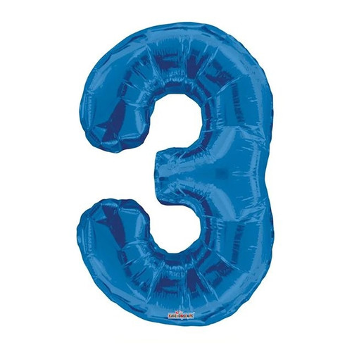 Blue Number 3 Balloon - 34" Foil