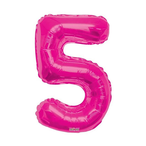 Pink Number 5 Balloon - 34" Foil