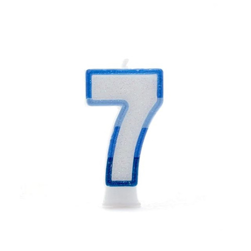 Blue Number 7 Cake Candle