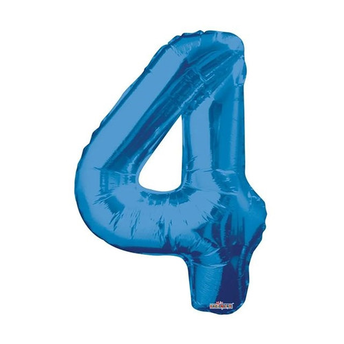 Blue Number 4 Balloon - 34" Foil