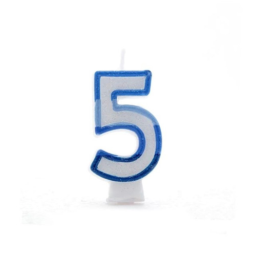 Blue Number 5 Cake Candle