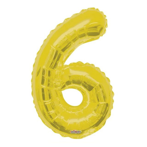 Gold Number 6 Balloon - 34" Foil