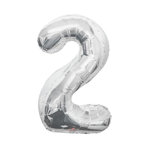 Silver Number 2 Balloon - 34" Foil