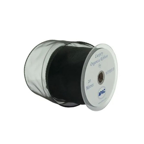 Black Wired Organza  Ribbon - 70mm x 20m