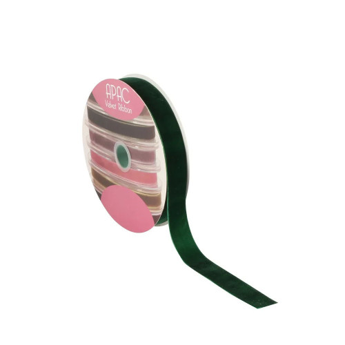 Forest Green Velvet Ribbon 25mm x 20m from Country Baskets