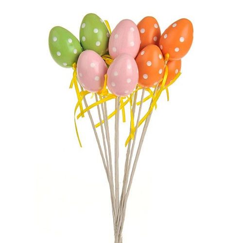 Easter Egg Spotty Picks 30 cm 12 Set
