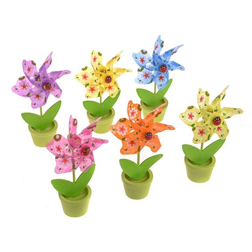 Daisy & Ladybug Mini Windmill Flower Pot Set Of 6