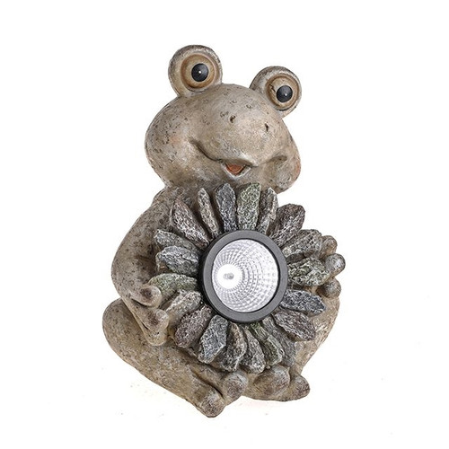 Chipper Frog With Solar Flower 21.5Cm