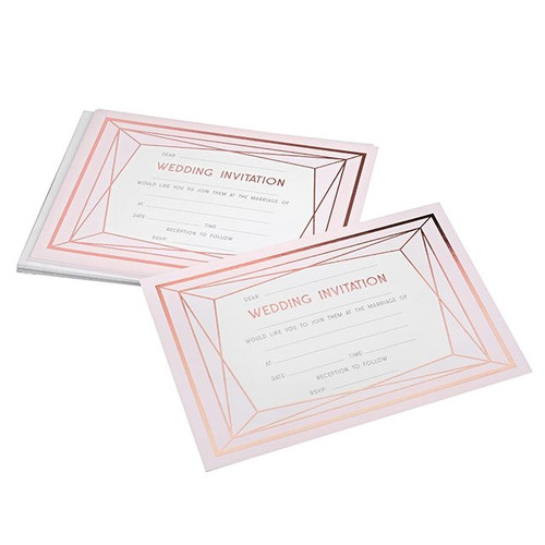 Geo Blush Wedding Invitations With Envelopes Pack Of 10